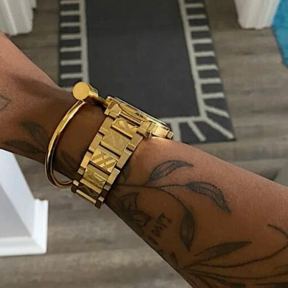 Gold Plated Bar Screw Bangle Bracelet Nail Screwdriver - Picture 5 of 11